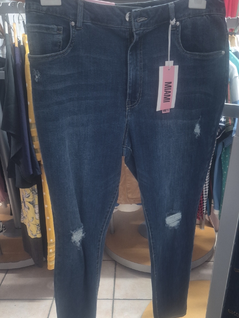 miami Dark Blue Distressed Skinny Jeans